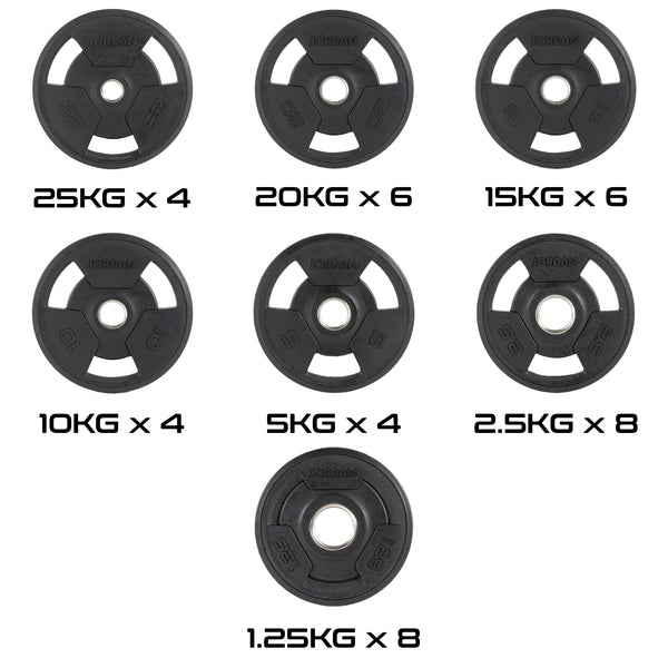 JORDAN® Rubber Tri-Grip Olympic Weight Plates - NEW DESIGN