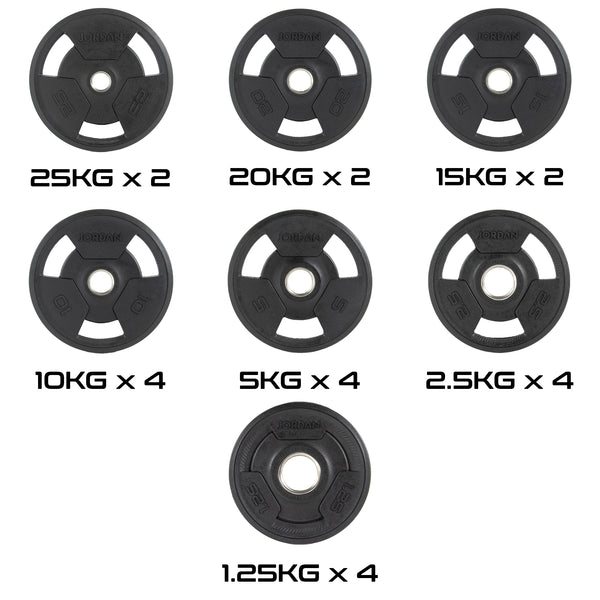 JORDAN® Rubber Tri-Grip Olympic Weight Plates - NEW DESIGN