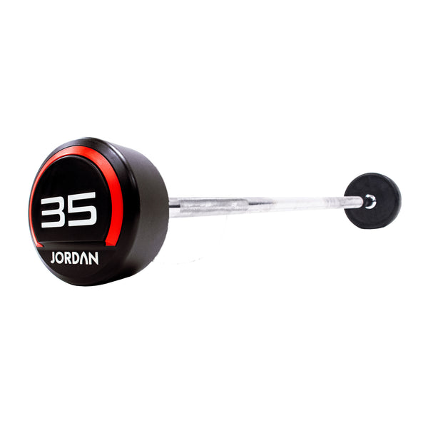 JORDAN® Fixed Barbells - Straight Bar Urethane (Red)