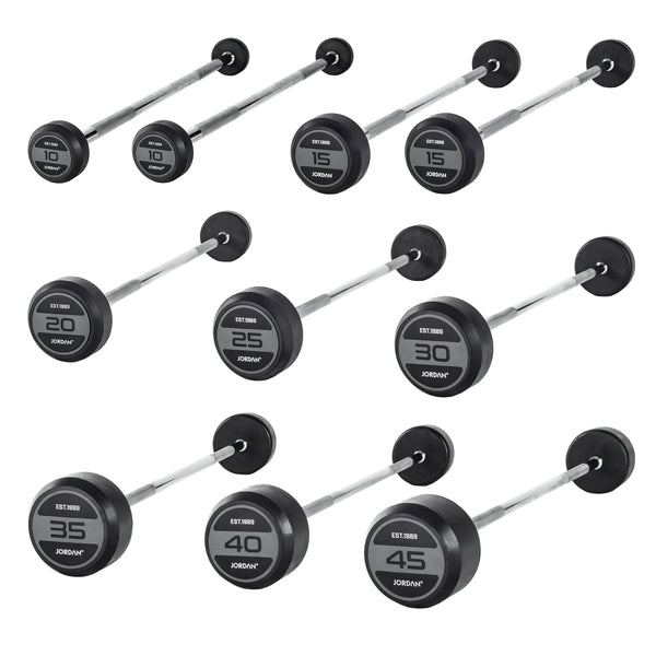 JORDAN® Fixed Barbells - Straight Bar Rubber (Grey)