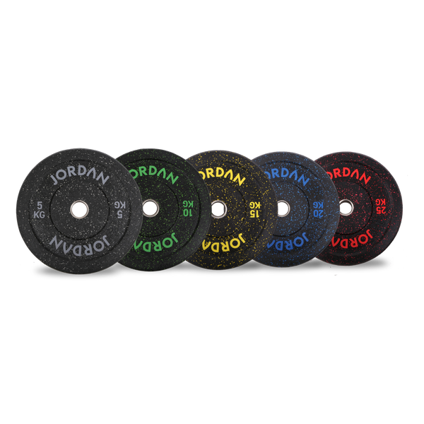 JORDAN® HG Black Rubber Bumper Weight Plates - Coloured Fleck