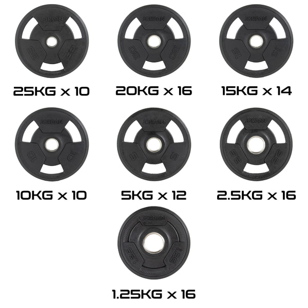 JORDAN® Rubber Tri-Grip Olympic Weight Plates - NEW DESIGN