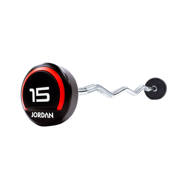 JORDAN® Fixed Barbells - Curl Bar Urethane (Red)