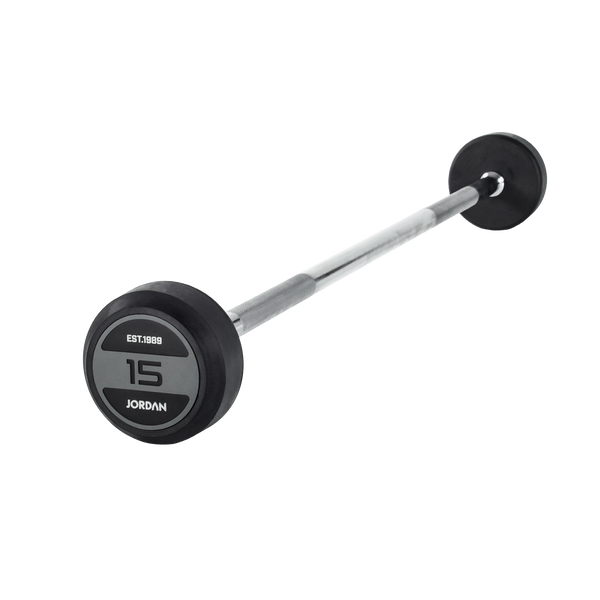 JORDAN® Fixed Barbells - Straight Bar Rubber (Grey)