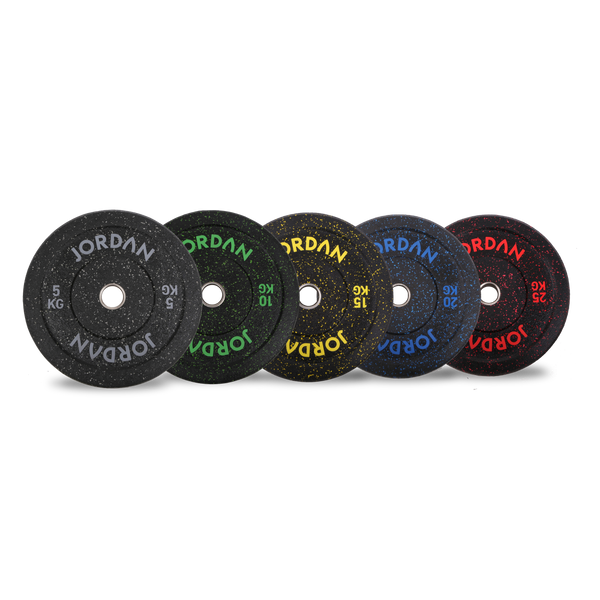 JORDAN HG Black Rubber Bumper Weight Plates - Coloured Fleck