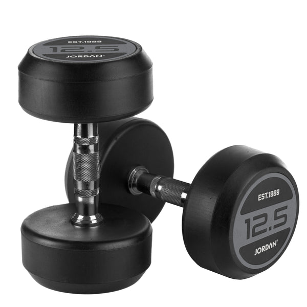 JORDAN® Rubber Dumbbells - Up to 70kg (Grey)