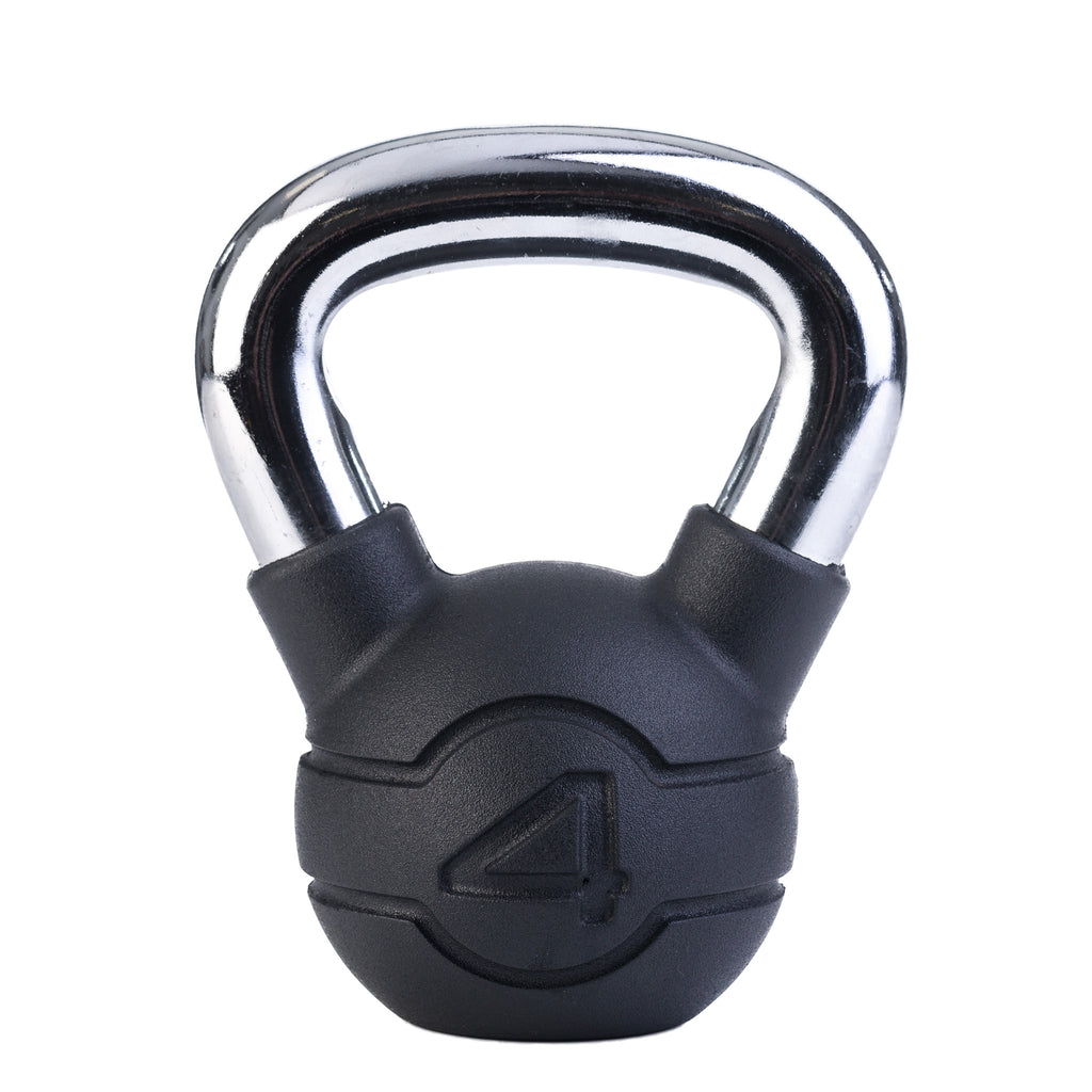 Attack Fitness Chrome Handle Rubber Kettlebell - Staffs Fitness Ltd
