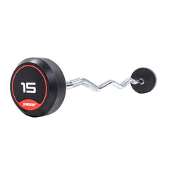 JORDAN® Fixed Barbells - Curl Bar Rubber (Red)